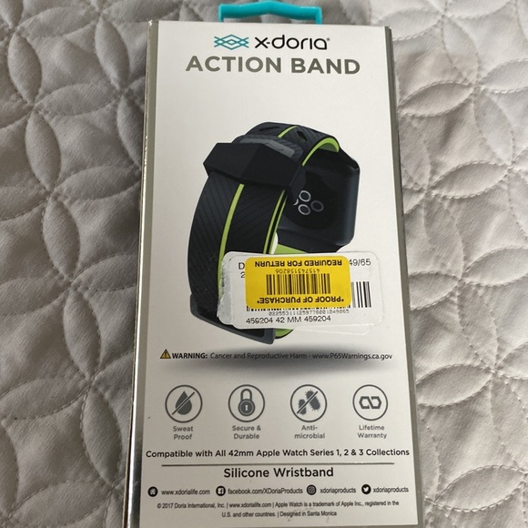 X-Doria Action Band for Apple Watch 42 MM Series 1,2,3 And 4 Black and Green - Picture 8 of 12